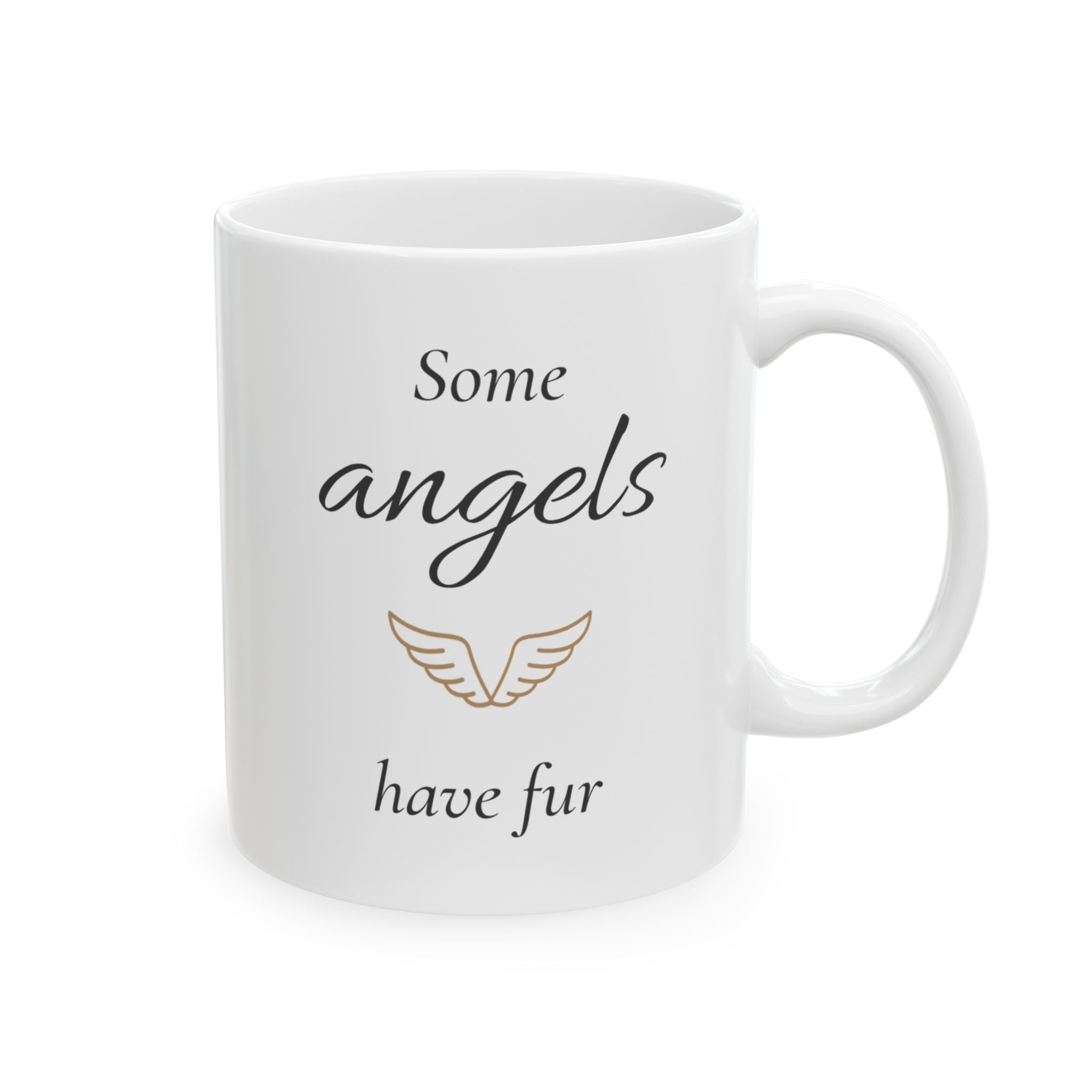 Some Angels Have Fur Pet Memorial Mug | Christian Pet Loss Gift | Dog Cat Sympathy Coffee Mug | Pet Heaven Memorial Cup Gold Wings