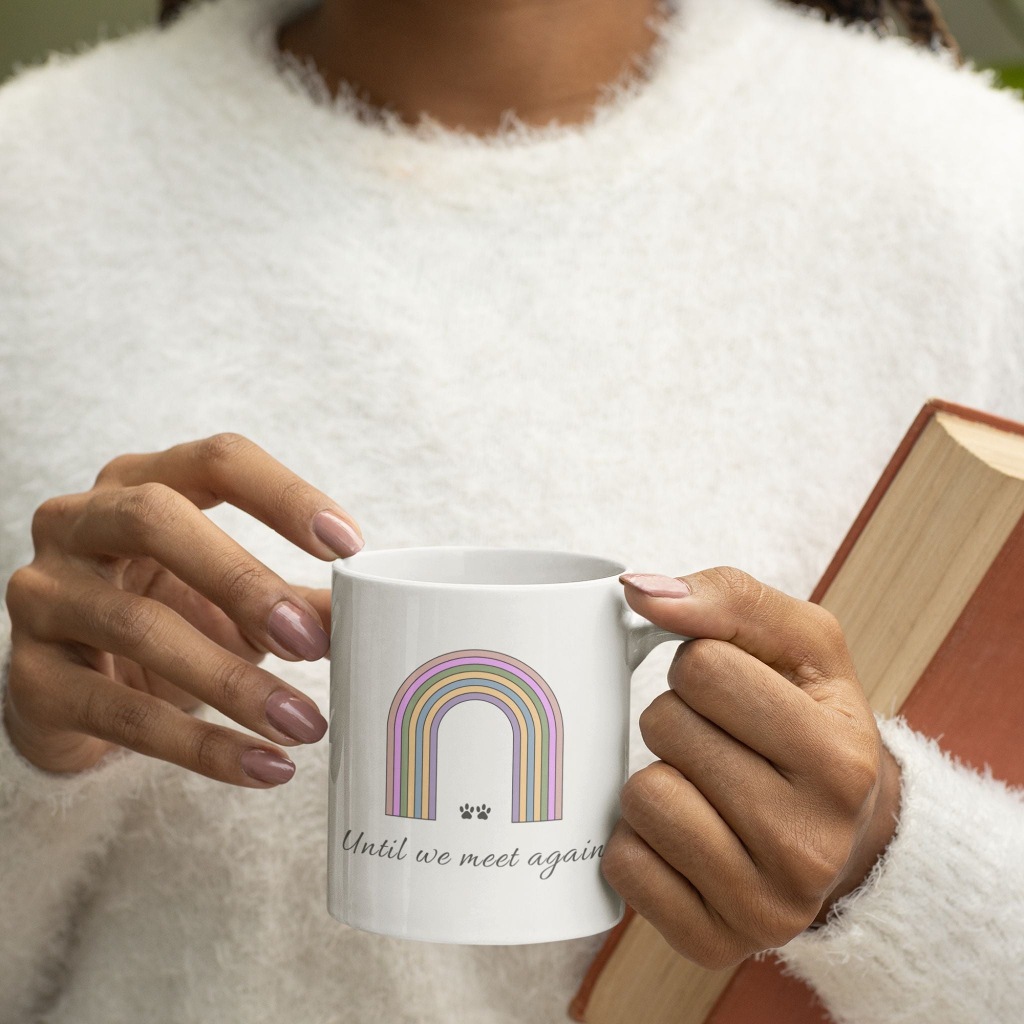 Until We Meet Again Pet Memorial Mug | Rainbow Bridge Coffee Mug | Pet Loss Sympathy Gift | Dog Cat Memorial Cup Pastel Rainbow