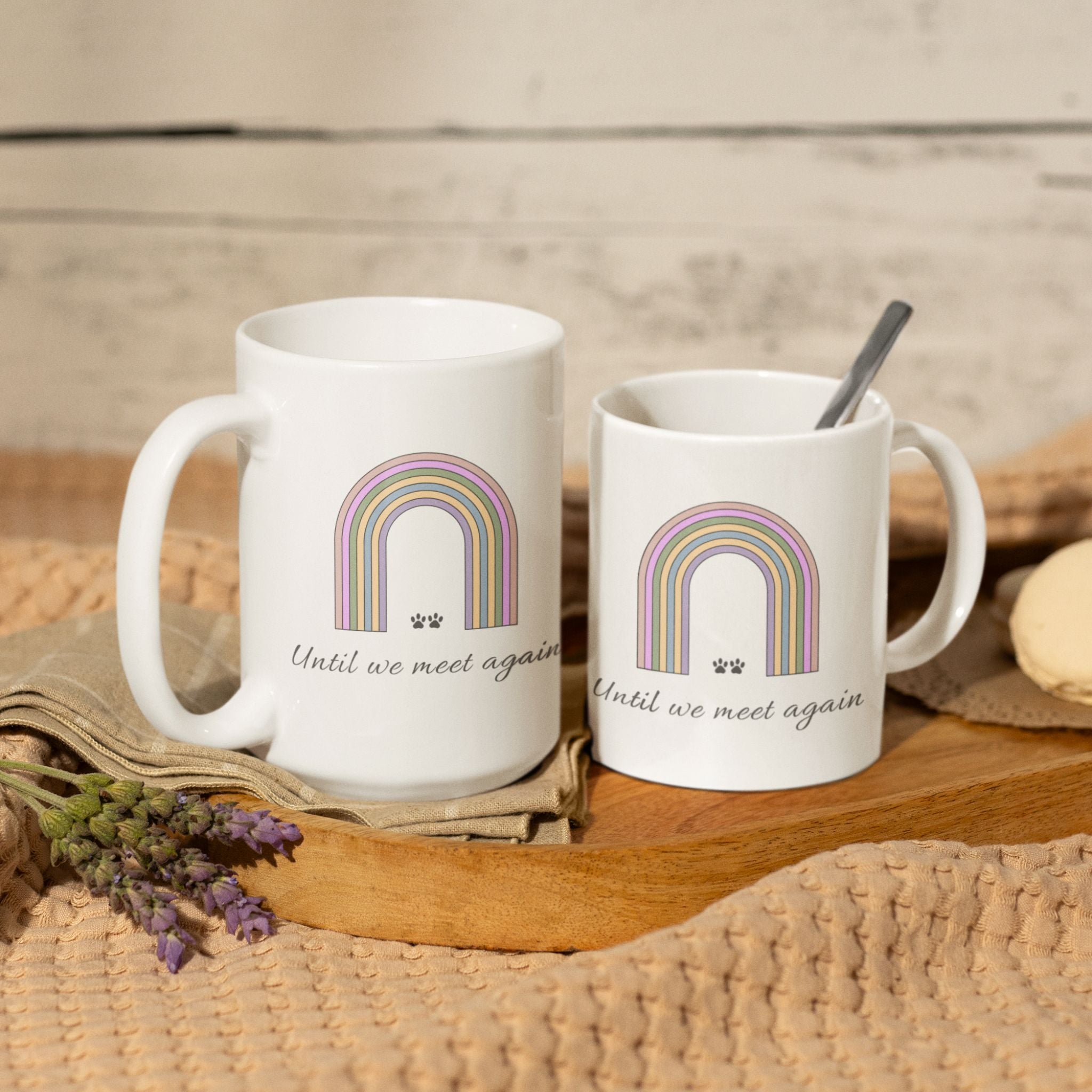 Until We Meet Again Pet Memorial Mug | Rainbow Bridge Coffee Mug | Pet Loss Sympathy Gift | Dog Cat Memorial Cup Pastel Rainbow