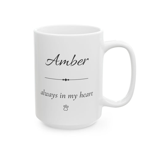 Amber Personalized Pet Memorial Mug | Dog Loss Sympathy Gift | Custom Pet Remembrance Coffee Mug | Memorial Keepsake With Name