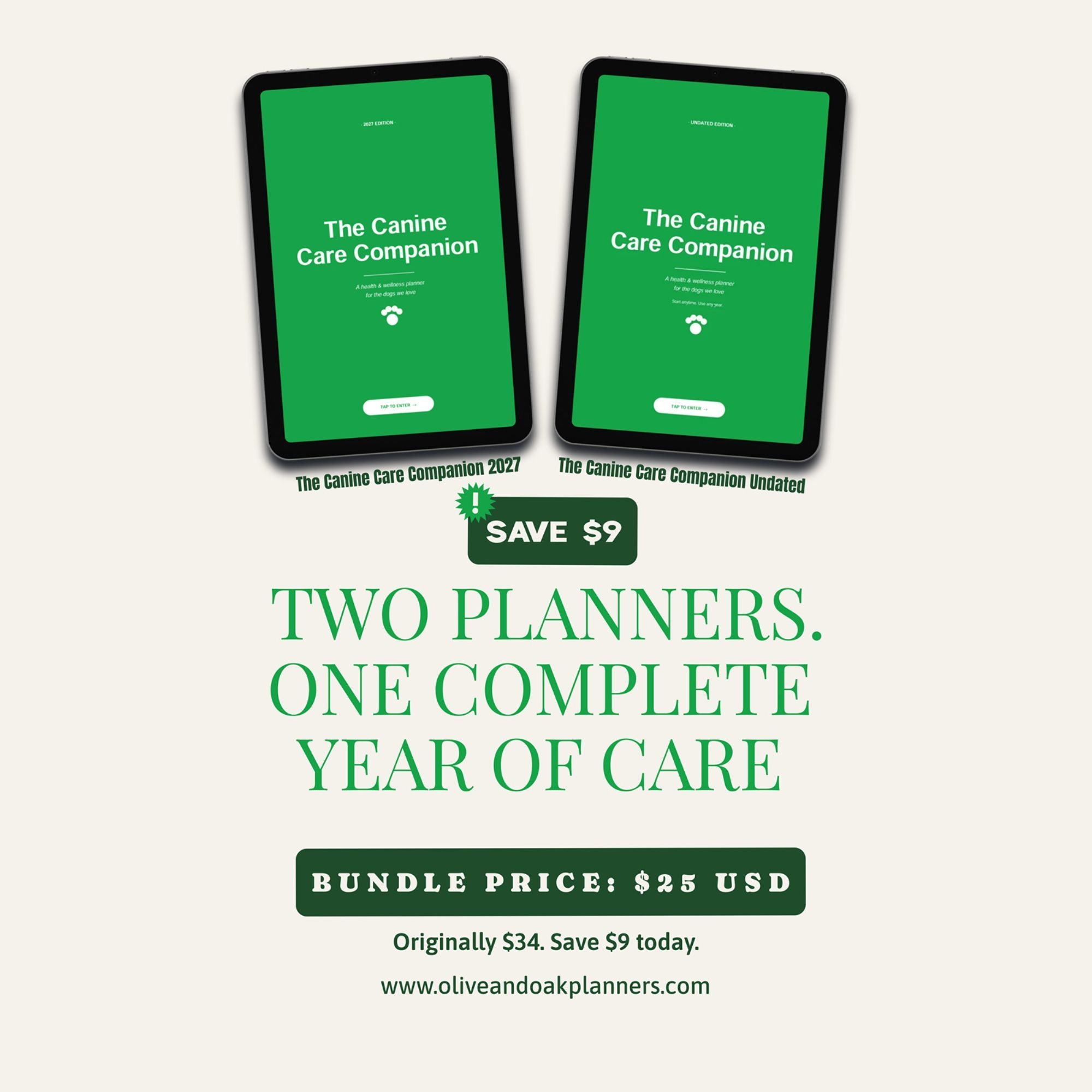 The Canine Care Companion Complete Bundle | 2027 + Undated Editions | Digital Dog Health Planners | Save $9