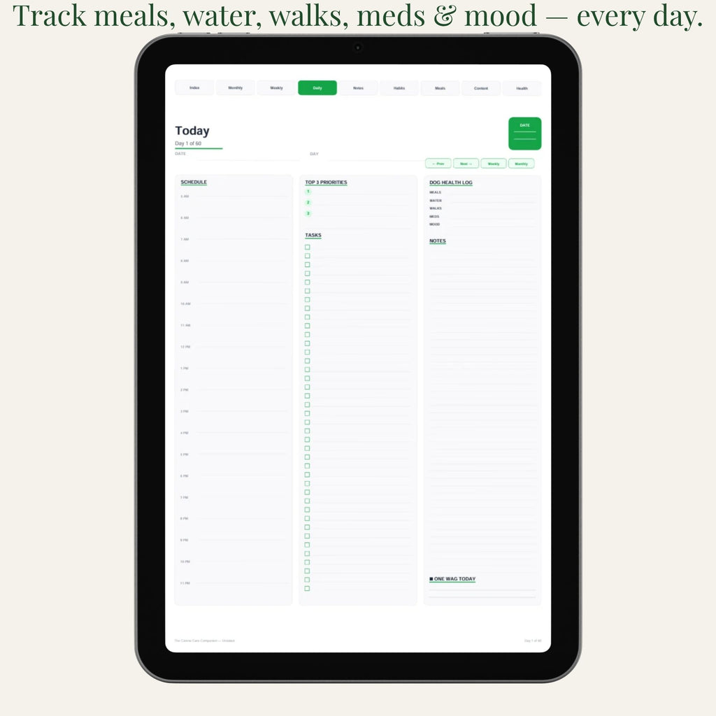 The Canine Care Companion Undated Edition | Digital Dog Care Planner | Printable PDF | Daily Health & Routine Tracker product